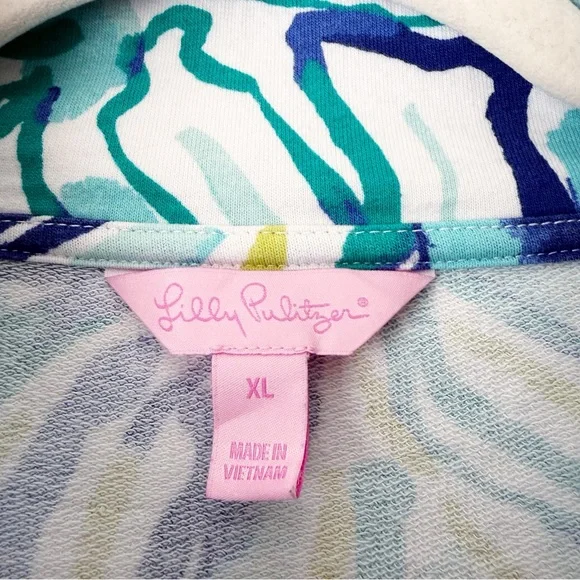 Lilly Pulitzer | Reagan Full Zip Jacket Pool Blue Green Stay Cool Pockets XL - Picture 7 of 8